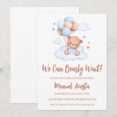 Invitation On peut attendre l'invitation Baby shower garçon (Devant / Derrière)