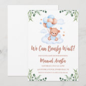 Invitation On peut attendre l'invitation Baby shower garçon (Devant / Derrière)