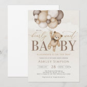 Invitation On peut attendre l'invitation Baby shower garçon (Devant / Derrière)