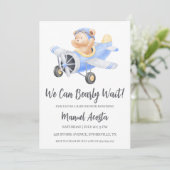 Invitation On peut attendre l'invitation Baby shower garçon (Debout devant)