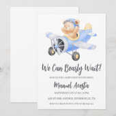 Invitation On peut attendre l'invitation Baby shower garçon (Devant / Derrière)