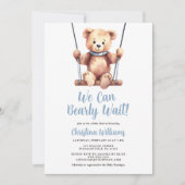 Invitation On peut attendre l'invitation Baby shower garçon (Devant)