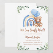 Invitation On peut attendre l'invitation Baby shower garçon (Devant / Derrière)