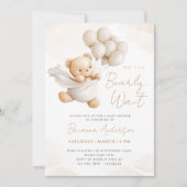 Invitation On peut attendre l'invitation Brown du Baby shower (Devant)