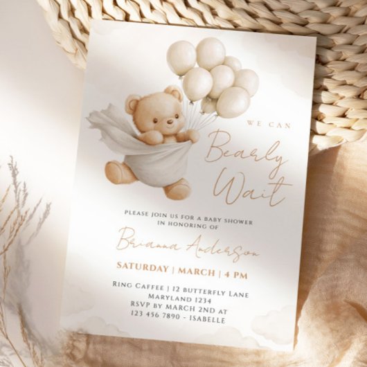 Invitation On peut attendre l'invitation Brown du Baby shower