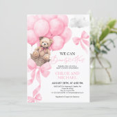 Invitation On peut attendre l'invitation de Baby shower rose (Debout devant)