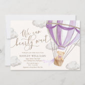 Invitation On peut attendre l'invitation du Baby shower Lilac (Devant)