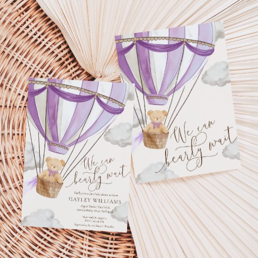 Invitation On peut attendre l'invitation du Baby shower Lilac