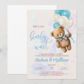 Invitation On peut attendre l'invitation du garçon baby showe (Devant / Derrière)