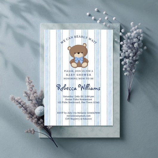 Invitation On peut attendre longtemps baby shower vintage dép