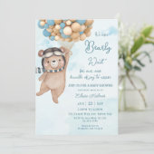 Invitation On Peut Attendre L'Ours Ballons Baby shower Garçon (Debout devant)