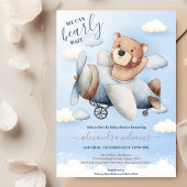 Invitation On Peut Attendre L'Ours Ballons Baby shower garçon