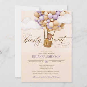 Invitation On Peut Attendre L'Ours Ballons Fille Baby shower