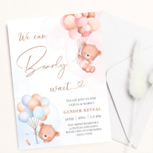 Invitation On peut attendre l'ours Ballons Révéler le genre