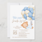 Invitation On peut attendre l'ours Balloon Baby Boy Douche (Devant)