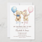 Invitation On peut attendre l'ours Balloon Révéler le genre (Devant)