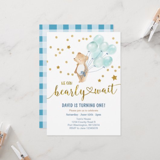 Invitation On peut attendre l'ours Ballotte Anniversaire (Devant/Arrière en situation)