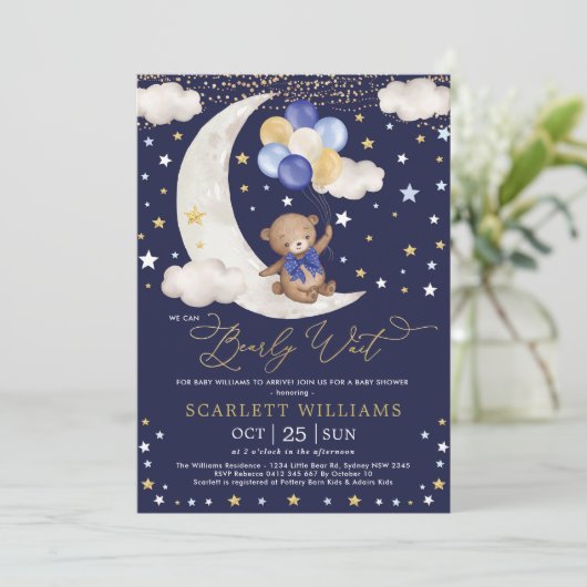 Invitation On Peut Attendre L'Ours D'Or Marine Bébé Garçon Do (Debout devant)