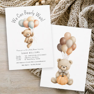 Invitation On peut attendre l'ours en peluche avec des ballon