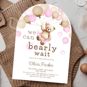 Invitation On peut attendre l'ours fille Baby shower Arch