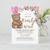 Invitation On peut attendre mignon baby shower ours en peluch (Debout devant)