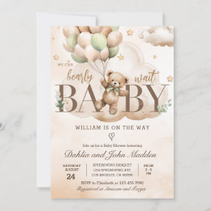 Invitation On Peut Attendre Neutre Baby shower Ours En Teddy