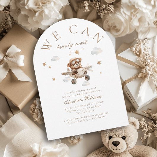 Invitation On Peut Attendre ! Ours et avion en peluche