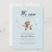 Invitation On Peut Attendre ! Ours et avion en peluche (Devant)