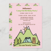 Invitation On Peut Attendre Pink Camp Sortir Fête d'Anniversa (Devant / Derrière)