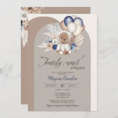 Invitation On peut attendre prématurément - Boho Teddy Bear B (Devant / Derrière)