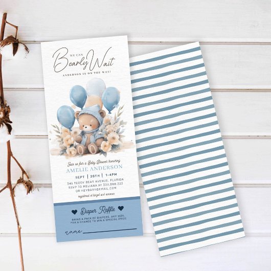 Invitation On peut attendre prématurément Boy Baby shower tom