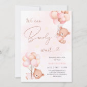 Invitation On peut attendre prématurément l'ours Baby shower  (Devant)