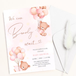 Invitation On peut attendre prématurément l'ours Baby shower 