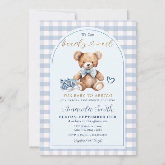 Invitation On peut attendre prématurément Ours Bébé Chaussure (Devant)