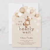 Invitation On Peut Attendre Rapidement Baby shower Ours Brown (Devant)