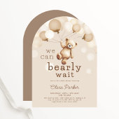 Invitation On Peut Attendre Rapidement Baby shower Ours Brown