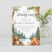 Invitation On Peut Attendre Rapidement Camping Baby shower Ru (Debout devant)