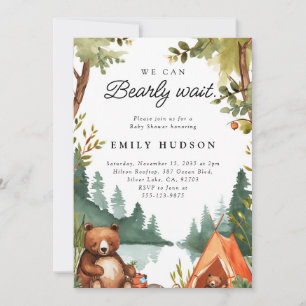 Invitation On Peut Attendre Rapidement Camping Baby shower Ru
