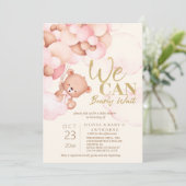 Invitation On peut attendre Teddy Baby Girl Douche (Debout devant)