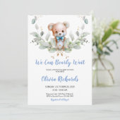 Invitation On Peut Attendre Teddy Bear Baby shower (Debout devant)