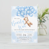 Invitation On Peut Attendre Teddy Bear Baby shower (Debout devant)