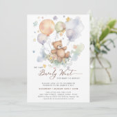 Invitation On Peut Attendre Teddy Bear Baby shower (Debout devant)