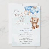 Invitation On Peut Attendre Teddy Bear Baby shower (Devant)