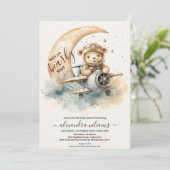 Invitation On Peut Attendre Teddy Bear Baby shower (Debout devant)