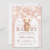 Invitation On Peut Attendre Teddy Bear Baby shower (Devant)