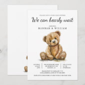 Invitation On Peut Attendre Teddy Bear Baby shower (Devant / Derrière)