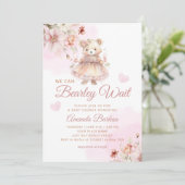 Invitation On Peut Attendre Teddy Bear Baby shower (Debout devant)