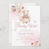 Invitation On Peut Attendre Teddy Bear Baby shower (Devant / Derrière)
