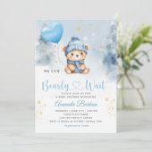 Invitation On peut attendre Teddy Bear Baby shower (Debout devant)