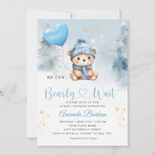 Invitation On peut attendre Teddy Bear Baby shower